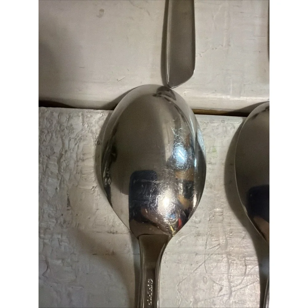 Set of 8 Superior NIGHT SKY pattern stainless oval place soup spoons 6 7/8